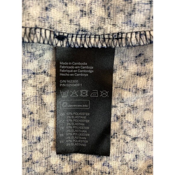 H&M Blouse Navy Black Floral Size X Small ? Stylish Zipper Back Long Sleeve - Picture 10 of 10